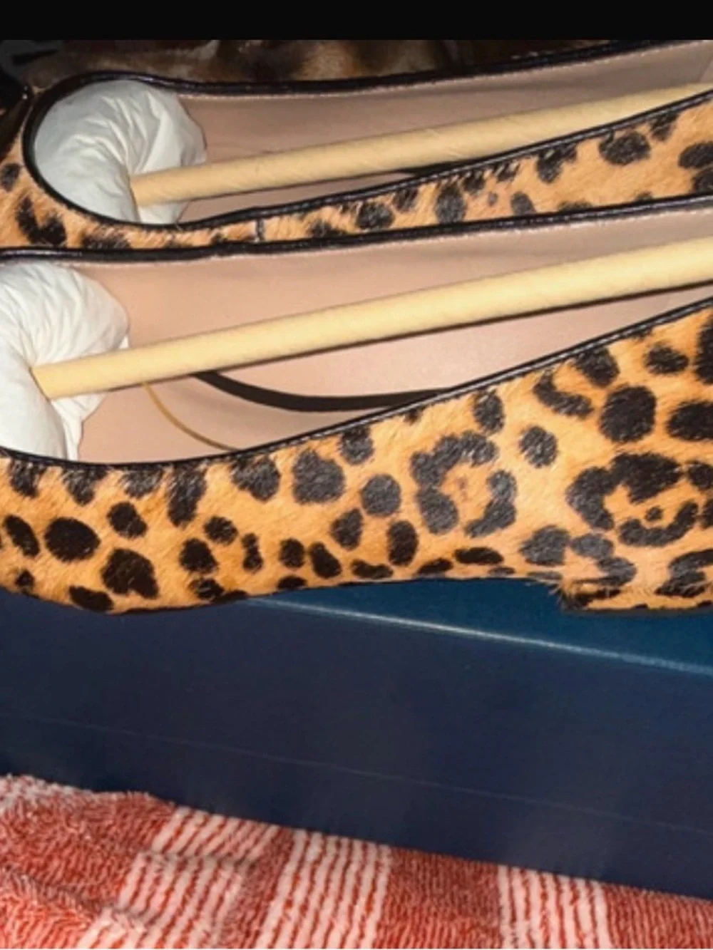 Cole Haan Leopard Print Ballet Flats with Gold Ring Accent